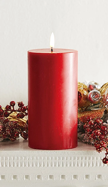 Uyuni 3 Inch X 7 Inch Red Pillar Candle - Remote Ready 3 Uyuni 3 Inch X 7 Inch Red Pillar Candle - Remote Ready