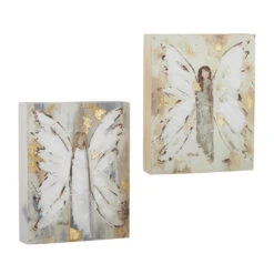 Angel Block Wall Art Set Of 2 - 10 Inch Each - NEW