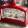 Red Water Lantern Lighted Christmas Village Scene Extra Wide - MUSICAL- NEW 2023 -Home Decoration Onsale 135256 wide water globe