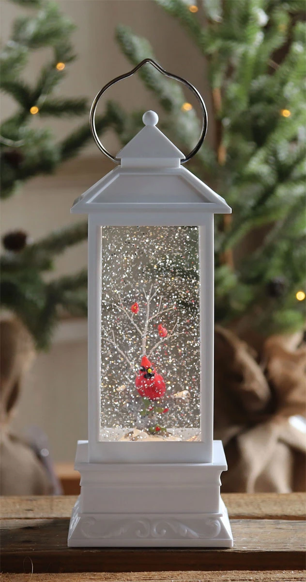 11 Inch Lighted Cardinal White Water Lantern Battery Operated 4 11 Inch Lighted Cardinal White Water Lantern Battery Operated - Image 2