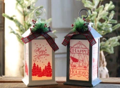 13 Inch Battery Operated Lighted Grey Holiday Lantern With Realistic Flame Effect -Home Decoration Onsale 2421970 white and grey