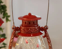 Red Hurricane With Santa And Sleigh Lighted Water Lantern - Timer -Home Decoration Onsale 2429050 detail top