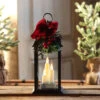 Holiday Flameless Candle Lantern 3 Tapers - Antique Bronze 12.5 Inch
