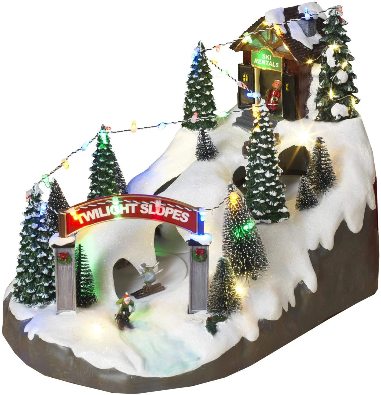 Animated Musical Ski Resort With Moving Skiers 14.5 Inch 3 Animated Musical Ski Resort With Moving Skiers 14.5 Inch