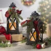 Set Of 2 Battery Operated Lighted Christmas Metal Holiday Lanterns With Floral Accents And Timer -Home Decoration Onsale 2491810 main image