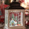 11 Inch Cabin With Red Wagon In The Woods Lighted Water Lantern - Optional Music Setting -Home Decoration Onsale 2497520 blue house