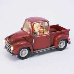 Lighted Red Truck Water Lantern With Santa In Swirling Glitter -Home Decoration Onsale 2498930 truck