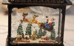 11 Inch Decorative Bronze Water Lantern With Flying Santa In Swirling Glitter -Home Decoration Onsale 2499030 santa inside