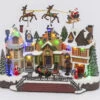 Musical Animated Holiday Village With Flying Sleigh And Reindeer