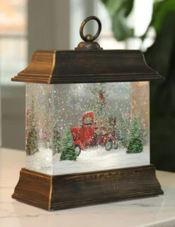 9.5 Inch Woodland Truck Scene Lighted Water Lantern In Swirling Glitter -Home Decoration Onsale 2535230 truck 3