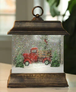 9.5 Inch Woodland Truck Scene Lighted Water Lantern In Swirling Glitter -Home Decoration Onsale 2535230 truck 4