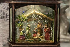 Nativity Scene Antique Bronze Lighted Water Lantern With Swirling Glitter - Plays Silent Night -Home Decoration Onsale 2535390 brown inside