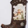 Cowboy Boot Lighted Water Lantern With A Western Snowman In Swirling Glitter -Home Decoration Onsale 2548310 snowman
