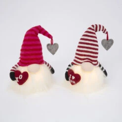 Lighted Plush Valentine Gnomes 11 Inch - Set Of 2