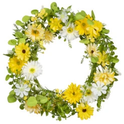 Daisy Floral Wreath Candle Ring - 20 Inch -Home Decoration Onsale 2584930 wreath daisy floral