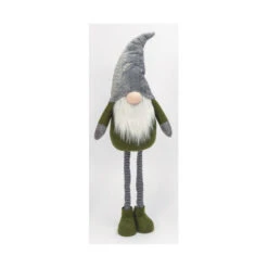 Holiday Gnome With Extendable Legs - Grey Hat, Striped Legs - 46 Inch -Home Decoration Onsale 2597440 grey hat