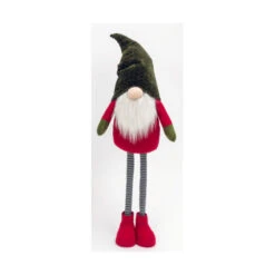 Holiday Gnome With Extendable Legs - Green Hat, Striped Legs - 46 Inch -Home Decoration Onsale 2597740 green hat