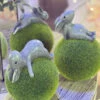 Set Of 3 Resin Bunnies On Moss Ball 7.6 Inch - NEW 2023 -Home Decoration Onsale 2635630 3