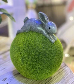Set Of 3 Resin Bunnies On Moss Ball 7.6 Inch - NEW 2023 -Home Decoration Onsale 2635630 bunny on tummy