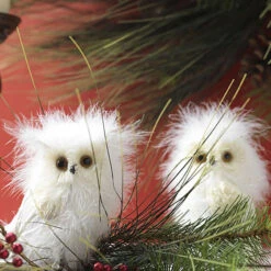 White Owls Ornaments Set Of 3 - 4.5 Inch