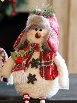 Plush Winter Snowmen Set Of 3 Assorted - 14 Inch -Home Decoration Onsale 3 snowmen ear flap hat