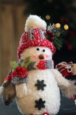 Plush Winter Snowmen Set Of 3 Assorted - 14 Inch -Home Decoration Onsale 3 snowmen short hat
