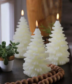 Uyuni 4.25 X 8 Inch Ivory Christmas Tree Candle - Remote Ready 10 Uyuni 4.25 X 8 Inch Ivory Christmas Tree Candle - Remote Ready -Home Decoration Onsale 3 trees for boc