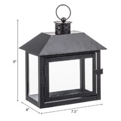Wide Window Black Iron Lantern - 9 Inch -Home Decoration Onsale 30094878201