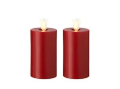 Red Wax 3.5 Inch Moving Flame Votive Candles Set Of 2 - Remote Ready