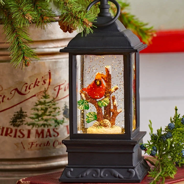 9.5 Inch Lighted Cardinal Glitter Water Lantern Battery Operated - Timer 3 9.5 Inch Lighted Cardinal Glitter Water Lantern Battery Operated - Timer
