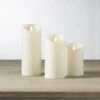 Set Of 3 Ivory Moving Flame Candles With Remote Control Included