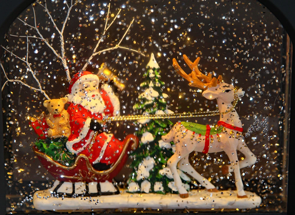 Santa In Sleigh Lighted Water Lantern - Timer 5 Santa In Sleigh Lighted Water Lantern - Timer - Image 3