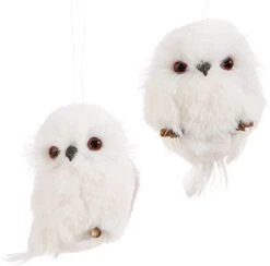 White Owl Ornaments Set Of 2 Assorted - 4 Inch -Home Decoration Onsale 3753316 2
