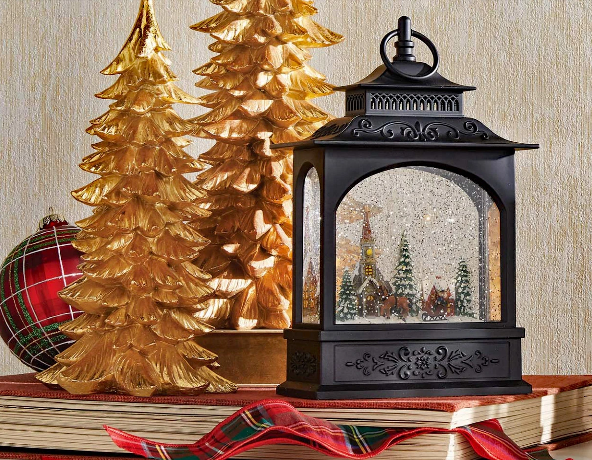 11 Inch Town Scene Lighted Water Lantern - Timer 3 11 Inch Town Scene Lighted Water Lantern - Timer