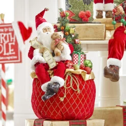 Lighted Toy Bag With Santa - 22.5 Inch Battery Operated
