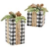 Black And White Buffalo Plaid Presents 8 And 10 Inch - Greenery And Pinecones Set Of 2 -Home Decoration Onsale 3902375 checked presnets bl