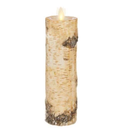 2 X 8 Inch Moving Flame Birch Wrapped Pillar Candle