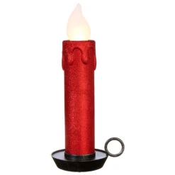 22.5 Inch Large Flickering Flame Red Glitter Christmas Candle -Home Decoration Onsale 3916533 main image red candle