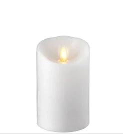 3 Inch Diameter White Moving Flame 4 Inch Candle - Remote Ready
