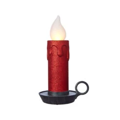 17.5 Inch Large Flickering Flame Red Glitter Christmas Candle -Home Decoration Onsale 4016115 main image