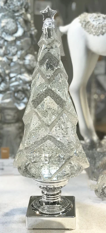 14 Inch Geometric Lighted Tree With Silver Swirling Glitter 4 14 Inch Geometric Lighted Tree With Silver Swirling Glitter - Image 2