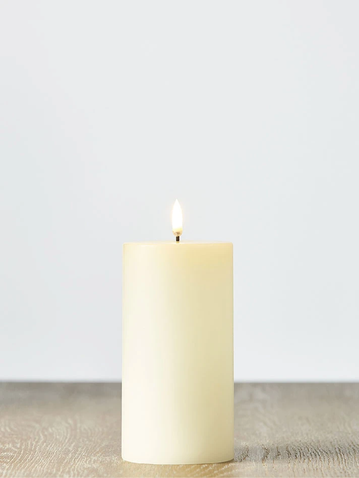 Uyuni 3 Inch X 7 Inch Ivory Pillar Candle - Remote Ready 3 Uyuni 3 Inch X 7 Inch Ivory Pillar Candle - Remote Ready