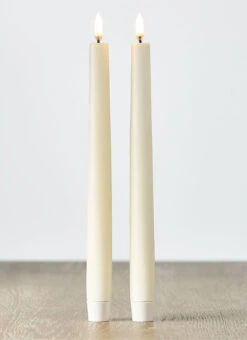 Uyuni 11 Inch Ivory Taper Candle Set Of 2 - Remote Ready