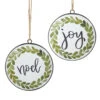 Joy And Noel Disc Ornament Set Of 2 Double Sided - 6 Inch Round From RAZ -Home Decoration Onsale 4115993