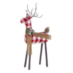 Red And White Buffalo Checked Plaid Deer - 19.25 Inch -Home Decoration Onsale 4116244