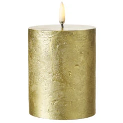 Uyuni 3 Inch X 5 Inch Gold Textured Pillar Candle - Remote Ready -Home Decoration Onsale 4134506 main