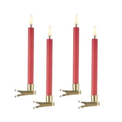 Uyuni 6 Inch Clip On Red Taper Candles Set Of 4 - Remote Ready