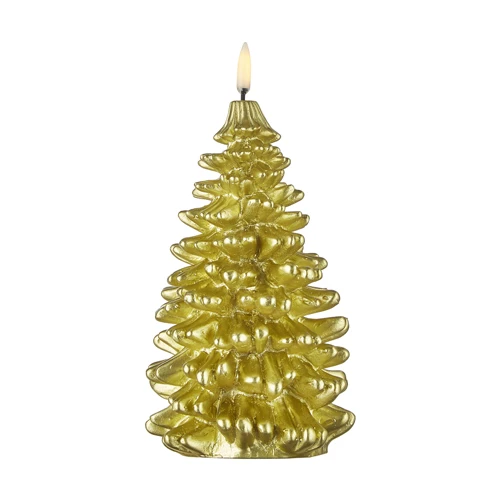 Uyuni 4.25 X 8 Inch Gold Christmas Tree Candle - Remote Ready 3 Uyuni 4.25 X 8 Inch Gold Christmas Tree Candle - Remote Ready