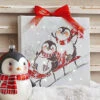 Sledding Penguins 6 Inch Tabletop LED Lighted Print On Canvas With Stand -Home Decoration Onsale 4139424 lifestyle