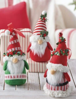 Plush Gnome Ornaments Set Of 3 - 7.5 Inch